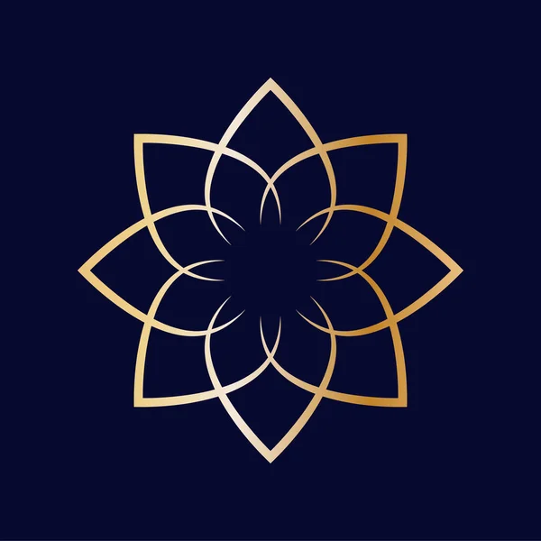 Абстрактный Геометрический Дизайн Иконы Цветка Лотоса Золота Дизайн Логотипа Цветочной — стоковый вектор