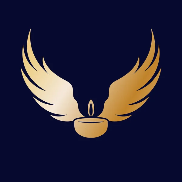 Kerze Mit Flügeln Goldene Symbole Design Beauty Industrie Vektor Logo — Stockvektor