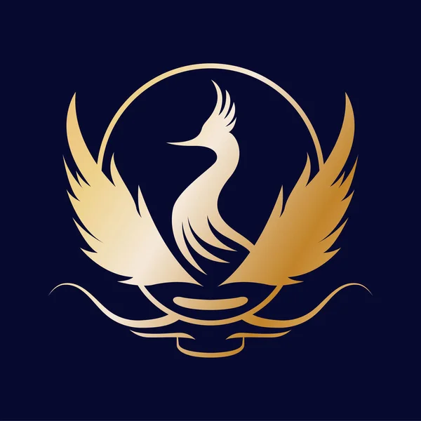 Złota Ikona Abstrakcyjnego Ptaka Feniksa Świece Przemysł Kosmetyczny — Wektor stockowy