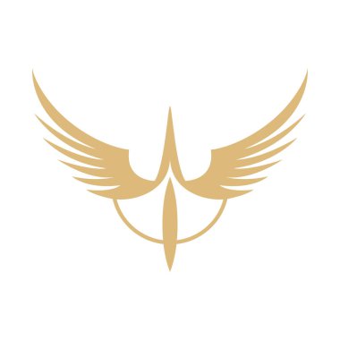 Kanatların soyut simgesi. Logo tasarımı simgesi, düz tasarım.
