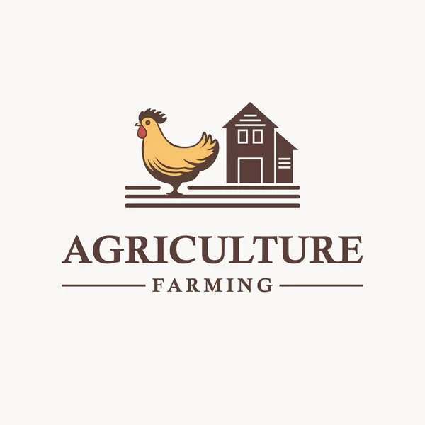 Tarım Tarım Vektör Logosu Tasarımı Horoz Çiftlik Evi Logosu Şablonu — Stok Vektör