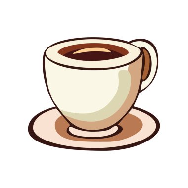 Bir fincan kahve ya da çay ikonu tasarımı. Renkli düz simge.