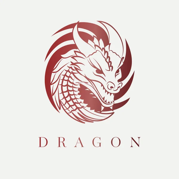 Diseño Del Logotipo Del Vector Del Dragón Ronda Fantasía Criatura Ilustración de stock
