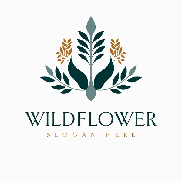 Diseño Del Logotipo Del Vector Wildflower Emblema Del Logotipo Floral Vectores de stock libres de derechos