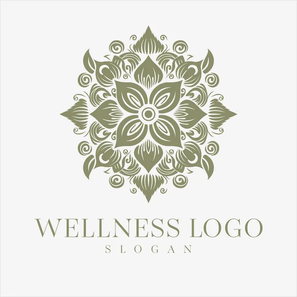 Wellness Vektor Logo Design Mandala Florales Vektoremblem — Stockvektor