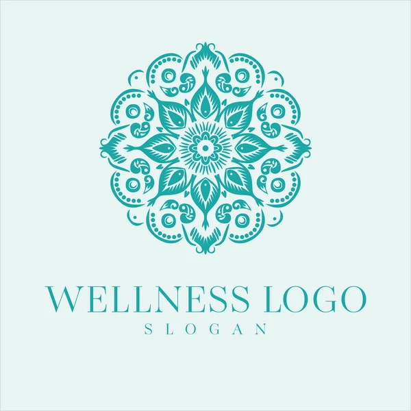 Design Logotipo Vetor Bem Estar Mandala Emblema Vetor Floral — Vetor de Stock