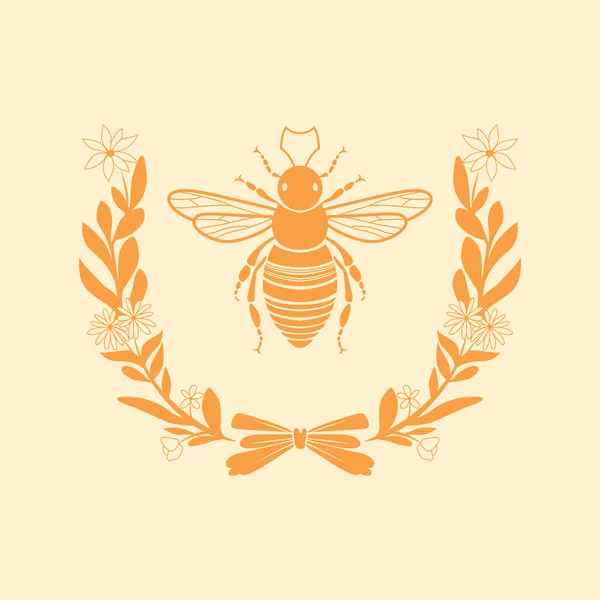 Винтажная Пчелиная Икона Вектор Вечное Обаяние Благодать Природы Стиле Ретро — стоковый вектор