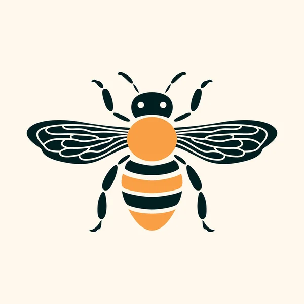 Vintage Bee Logo Icon Vector Encanto Intemporal Gracia Naturaleza Estilo Ilustraciones de stock libres de derechos