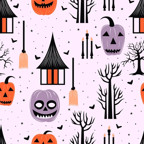 Zvýšit Svou Halloween Kreativitu Dýní Netopýr Strom Vzor Designu Ideální — Stockový vektor