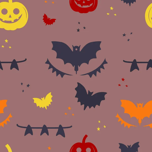 Eleve Sua Vibração Halloween Com Design Abóbora Padrão Morcego Perfeito — Vetor de Stock