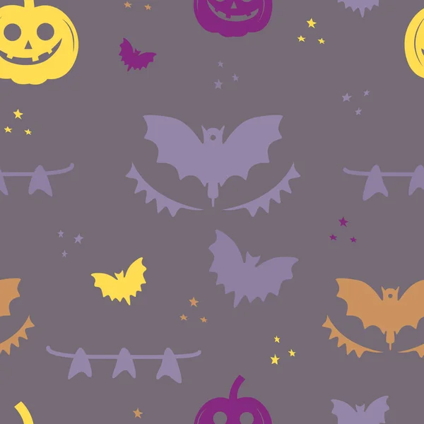Emelje Fel Halloween Hangulatot Sütőtök Denevér Minta Design Tökéletes Kísérteties — Stock Vector
