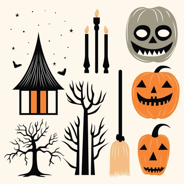 Obter Spooktacular Com Conjunto Vetor Halloween Eleve Seus Projetos Halloween — Vetor de Stock