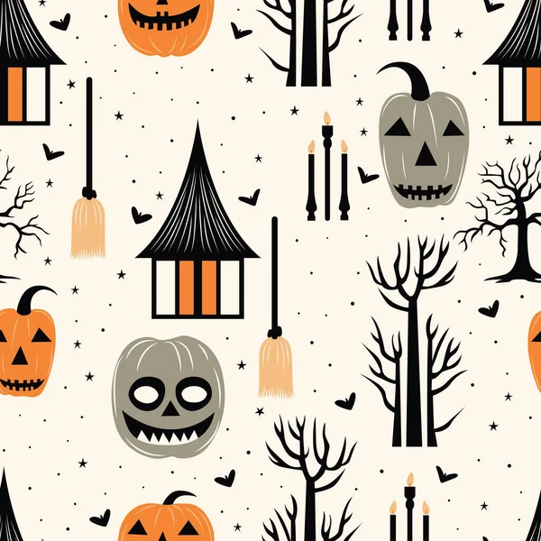 Eleve Sua Criatividade Halloween Com Design Abóbora Morcego Padrão Árvore — Vetor de Stock