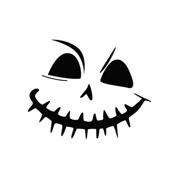 Black Creepy Face Expression Vector Icon Gruselige Und Verstörende Illustration — Stockvektor