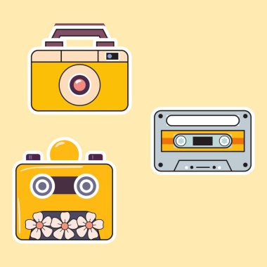 Retro Kamera Etiketi Seti. Vintage Fotoğraf Etiketleri