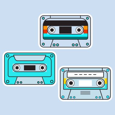 3 Retro Kaset çıkartması seti. Klasik Müzik Etiketleri