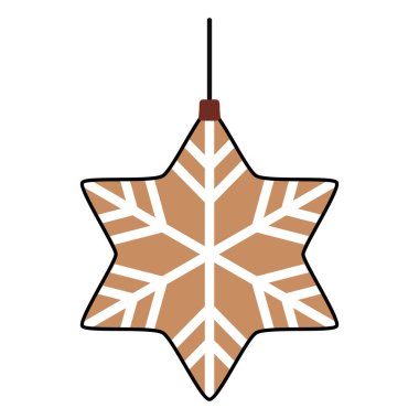 Kar Tanesi Yıldız Şeklinde Noel Ağacı Oyuncak Vektör Çizimi