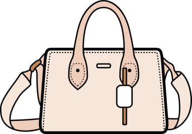 El yapımı bej renkli çanta vektör ikonu, moda, aksesuarlar ve yaşam tarzı temalı tasarımlar için mükemmel..