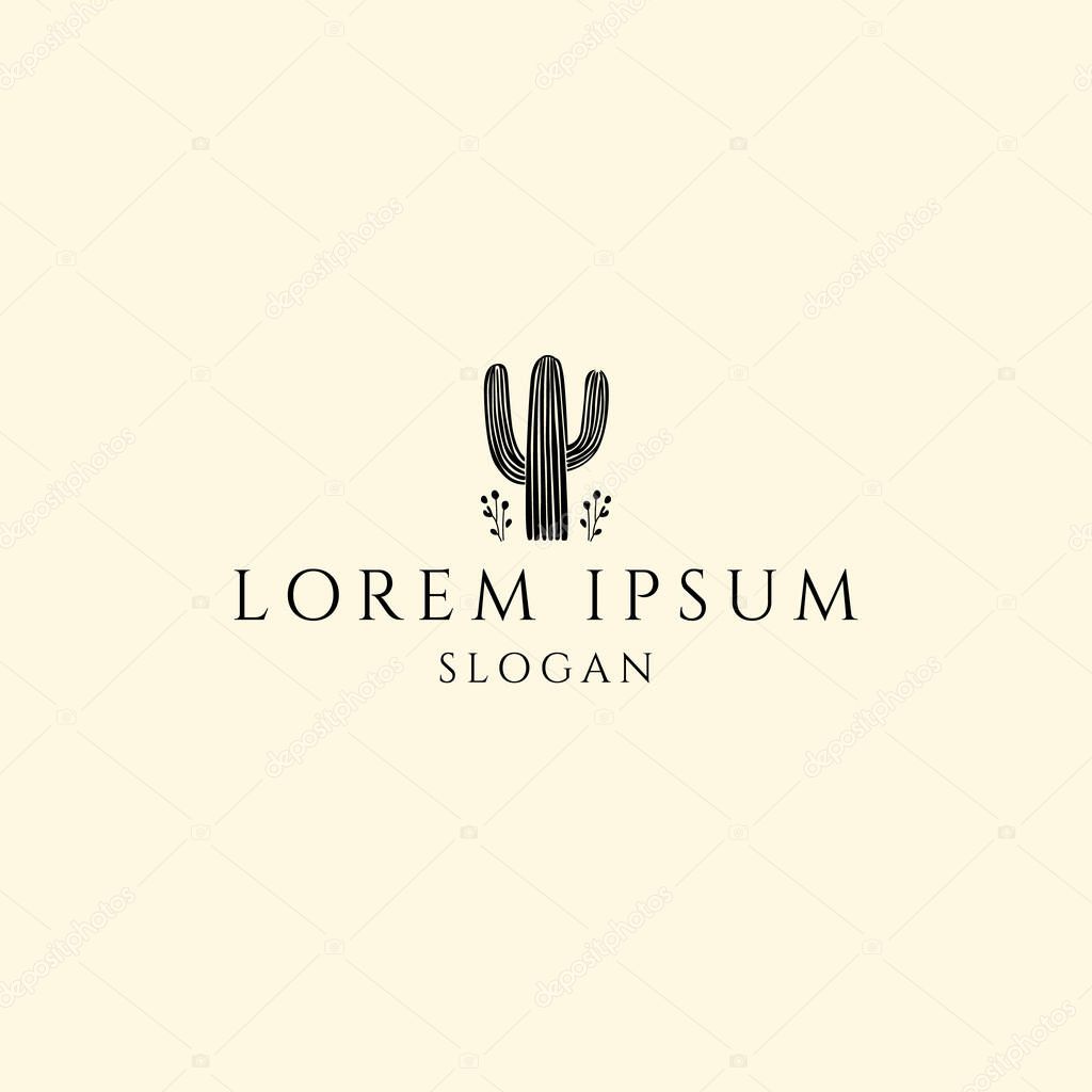 Modern minimal logo design featuring a stylized cactus in a boho aesthetic, ideal for natural brands, desert-themed projects, or earthy lifestyle businesses.