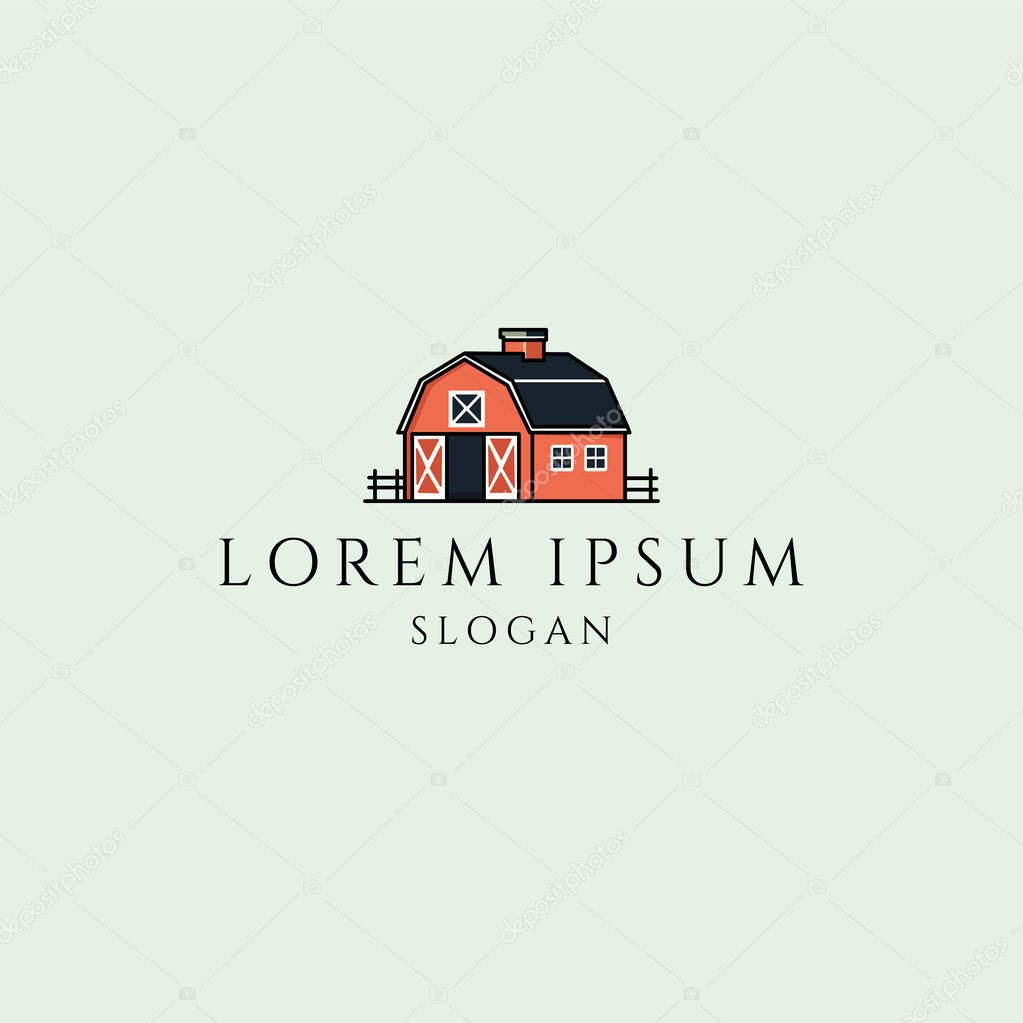Minimal logo design featuring a farmhouse and field elements in a clean, rustic style. Ideal for organic farms, agricultural brands, or eco-friendly food businesses.