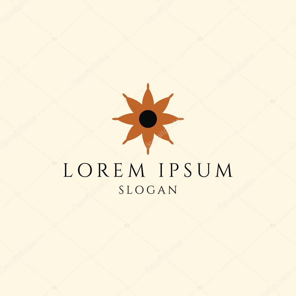 Minimalistic logo template with a delicate boho-style flower illustration. Perfect for feminine, natural, and earthy brand identities or wellness and lifestyle businesses.