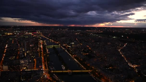 Паризький Вид Міста Ейфелевої Вежі Річки Сени Сходом Сонця Парижі — стокове відео
