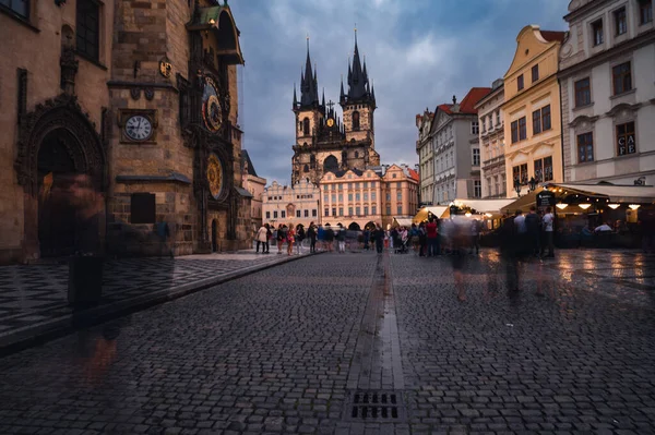 Prague Tyn Church Old Town Square Czech Republic Sunrise City — Foto de Stock