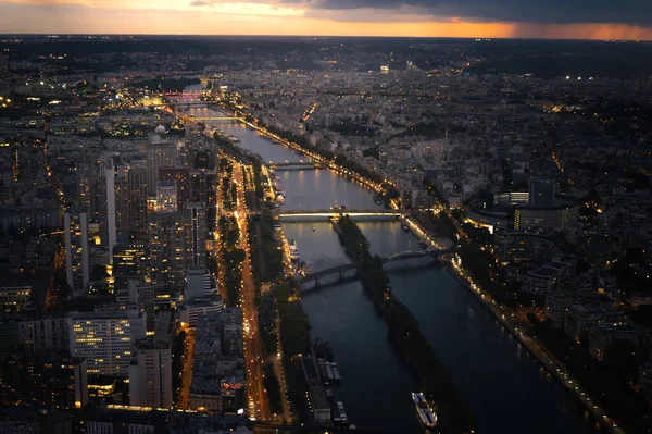 High Resolution Panorama Paris Skyline Eiffel Tower Rainy Sunset — Stock Photo, Image