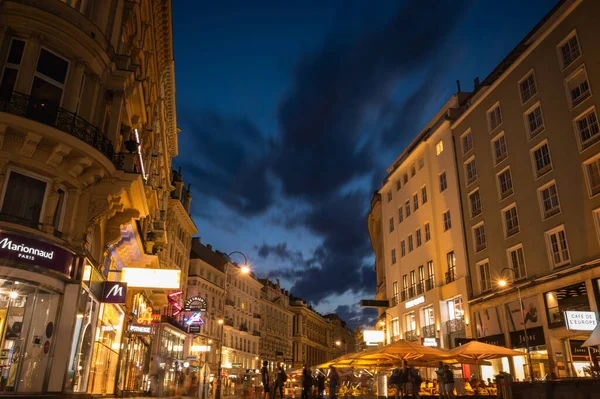 Viyana Avusturya Haziran 2022 Nightscape Viyana Şehir Merkezi Uzun Pozlama — Stok fotoğraf