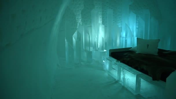 Kiruna Sweden February 2022 Visit Ice Hotel Room Art Icehotel — Stock Video