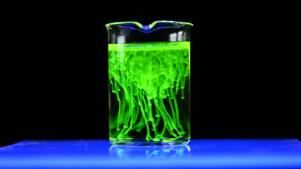 Disolvente Químico Tóxico Fluorescente Solución Química Científico Realiza Experimentos Demostración — Vídeos de Stock
