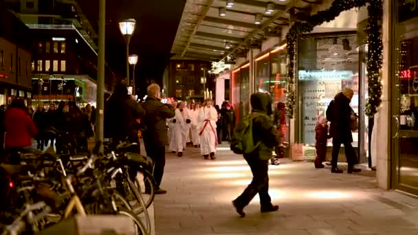 Umea Szwecja Grudnia 2023 Święto Santa Lucia Szwecji Przed Świątecznym — Wideo stockowe