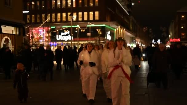 Umea Suécia Dezembro 2023 Celebração Santa Lúcia Suécia Antes Época — Vídeo de Stock