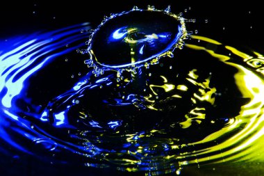 Tam olarak iki damla suyun bir kabın içinde çarpışarak tuhaf bir şekil aldığı an.