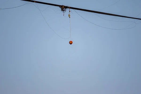 Elektrik hattına dolanmış olta ipi
