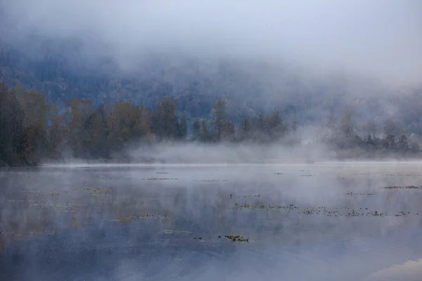 Lago Sembra Sereno Una Nebbia Mattina Ottobre — Foto Stock