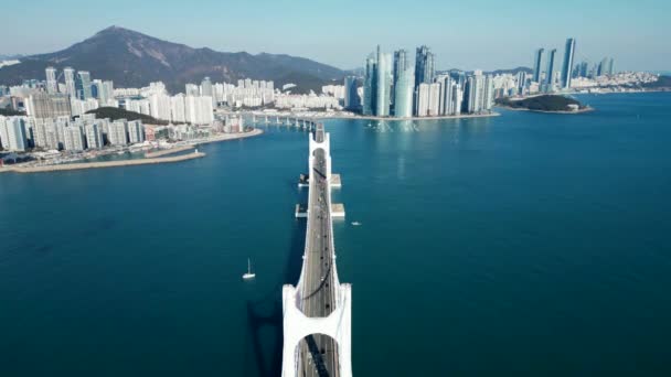 Gwanganbron Och Marine City Flygfoto Busan Sydkorea Högkvalitativ Film — Stockvideo