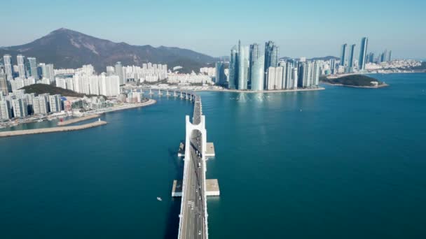 Gwanganbron Och Marine City Flygfoto Busan Sydkorea Högkvalitativ Film — Stockvideo