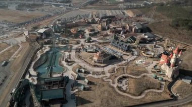 Lotte World Amusement Park in winter at Osiria Busan, South Korea. High quality 4k footage