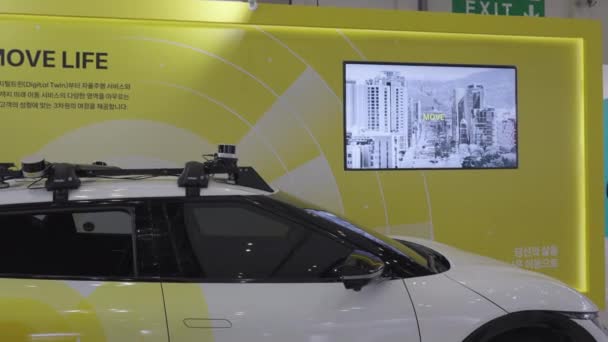 Korea Self Drive Taxi Robot Taxi Utställning Busan Högkvalitativ Film — Stockvideo
