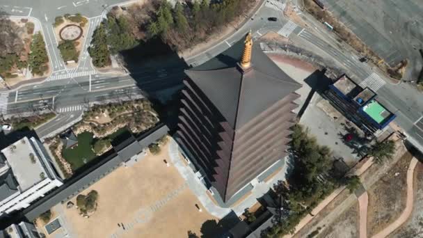 Buddhism Pagoda Air Tracking Movement Кьонджу Південна Корея Кадри Високої — стокове відео