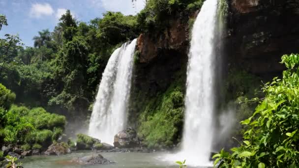 Twin Falls Steter Blick Auf Iguazu Falls Argentina Side Hochwertiges — Stockvideo