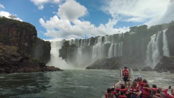 Passeio Barco Iguazu Speed Nas Cataratas Iguaçu Argentina Side Imagens — Vídeo de Stock