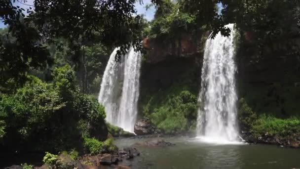 Twin Faller Stadigt Visa Iguazu Faller Argentina Side Högkvalitativ Film — Stockvideo