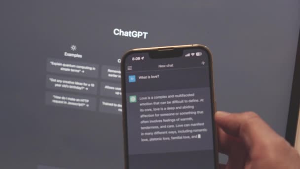 Chatgpt Computer Kunstmatige Intelligentie Technologie Proberen Hoge Kwaliteit Beeldmateriaal — Stockvideo