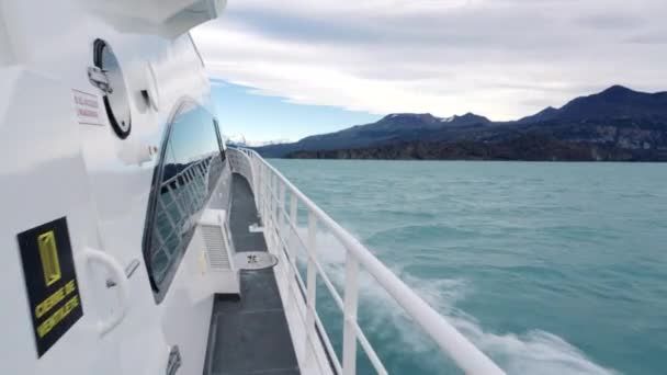 Crucero Barco Glaciar Perito Moreno Santa Cruz Argentina Imágenes Alta — Vídeos de Stock