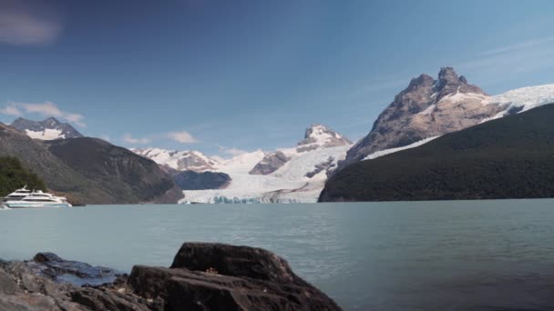 Vista Estable Del Glaciar Spegazzini Sobre Lago Argentino Parque Nacional — Vídeos de Stock