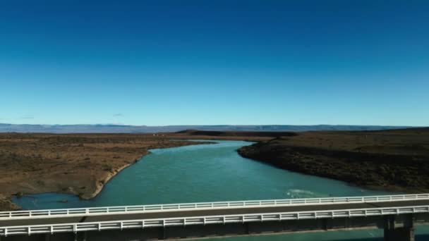 Chalten Patagonya Dan Leona Nehrinin Numaralı Karayolu Üzerindeki Insansız Hava — Stok video