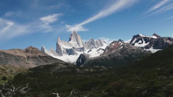 Таймелапс Облаков Над Горой Фитц Рой Патагонии Аргентина Высококачественные Кадры — стоковое видео