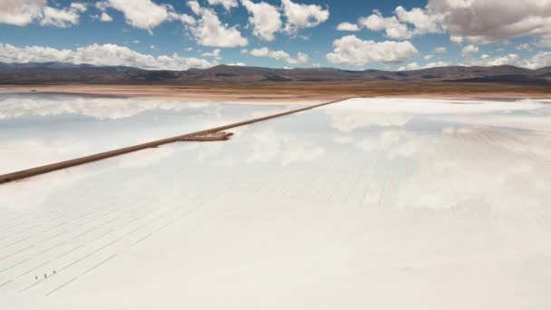 Luftaufnahme Der Salinas Grandes Salinen Der Provinz Jujuy Argentinien Hochwertiges — Stockvideo
